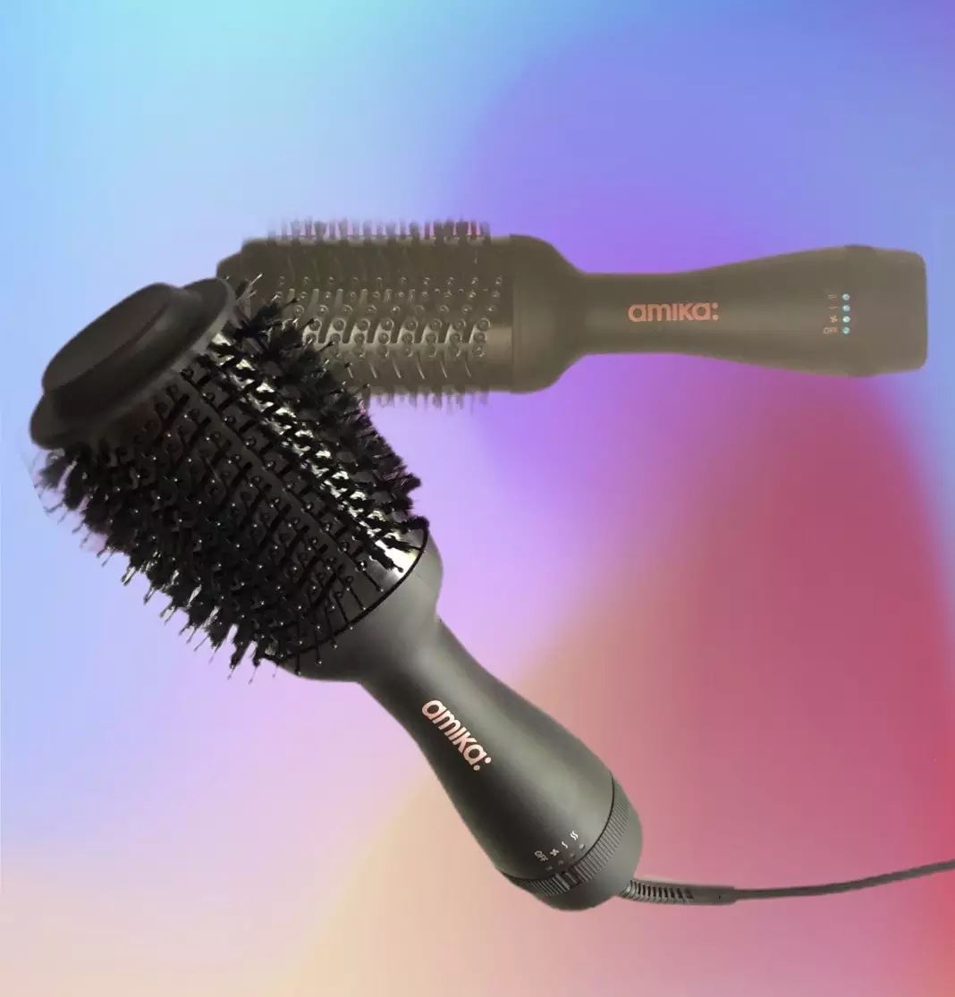 Amika S Hair Blow Dryer Brush Review And How To Use Blowout Studio   Amika Hair Blow Dryer Brush And Shadow 